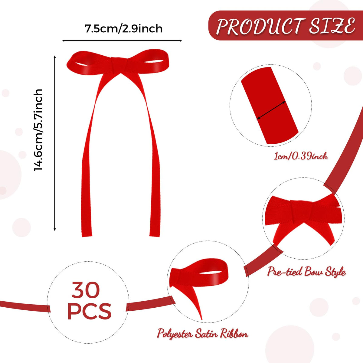 30 Pack Bow Cake Toppers Pink Ribbon Bows for Cake Back to School Decor