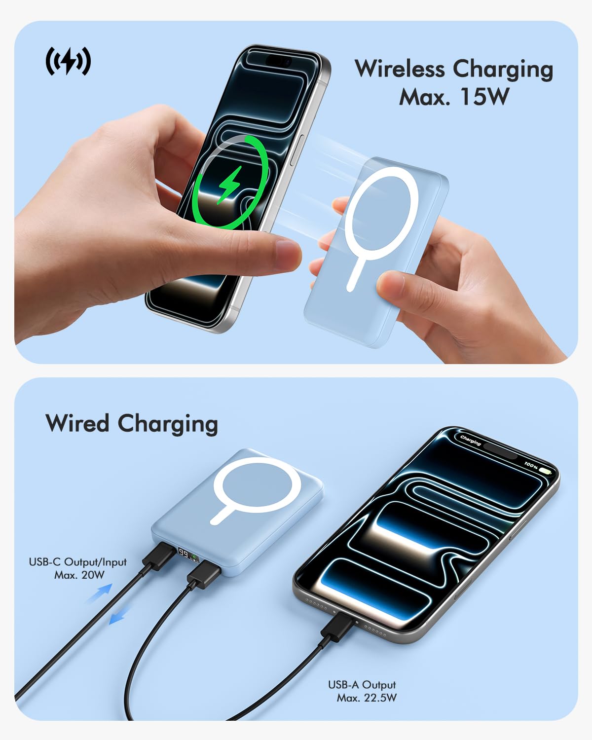 podoru for Magsafe Power Bank, 10000mAh Slim Magnetic Portable Charger
