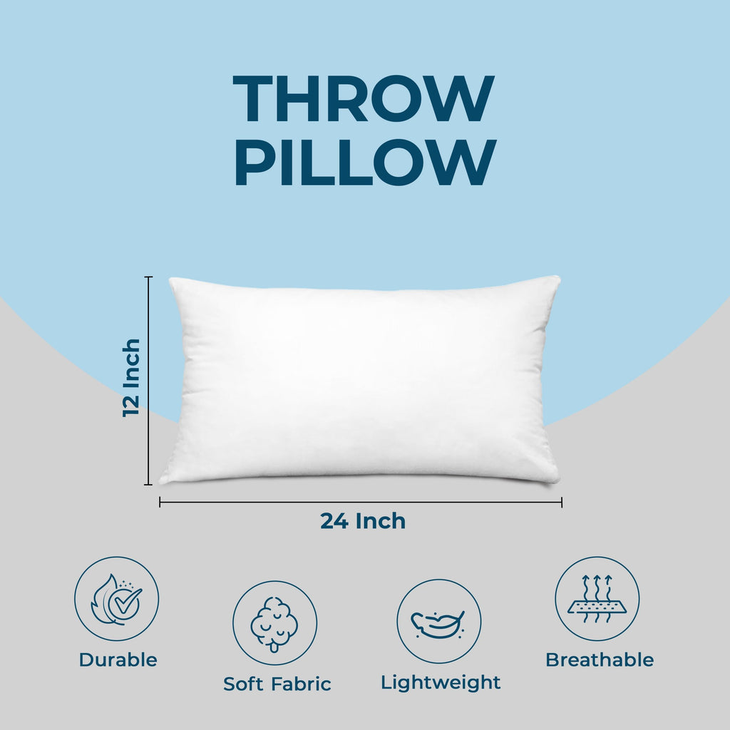 Utopia Bedding Throw Pillows, 12x20 Pillow Inserts, Pack of 1, White