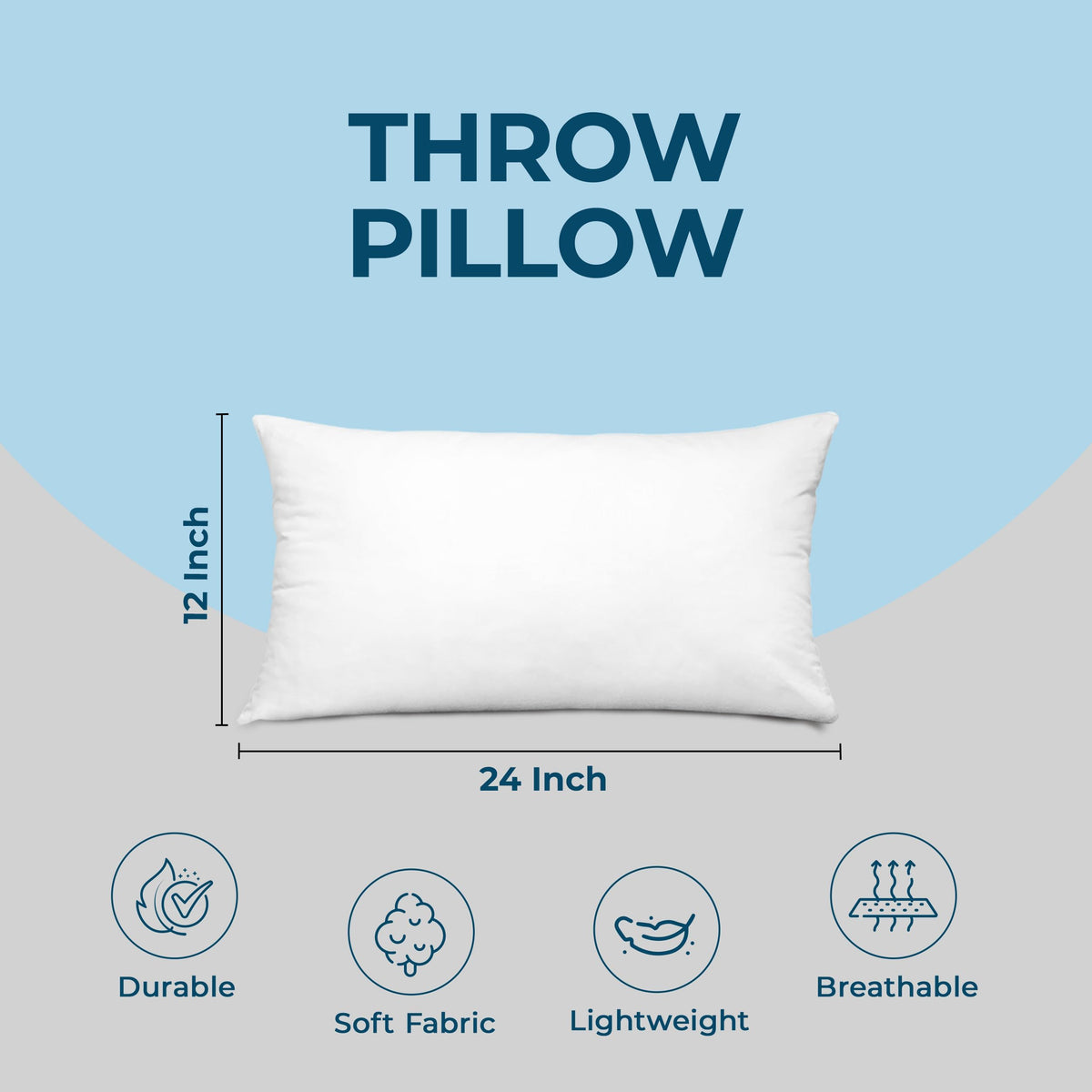Utopia Bedding Throw Pillows, 12x20 Pillow Inserts, Pack of 1, White