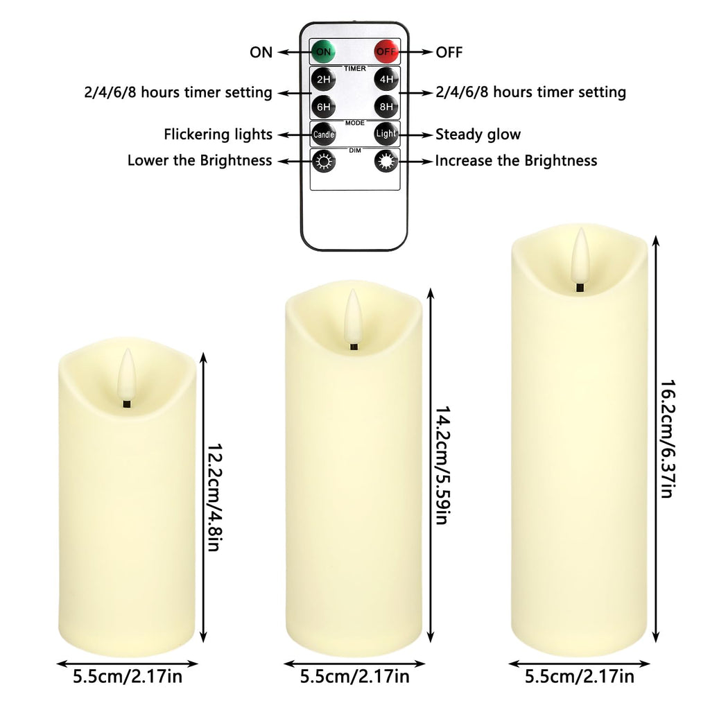 YOROXRG Set of 24 Waterproof Outdoor Flameless Candles, LED Candles with 4 Remote and Timer,(H 4" 5" 6" x D 2.2"),for Christmas,Halloween,Wedding,Festival