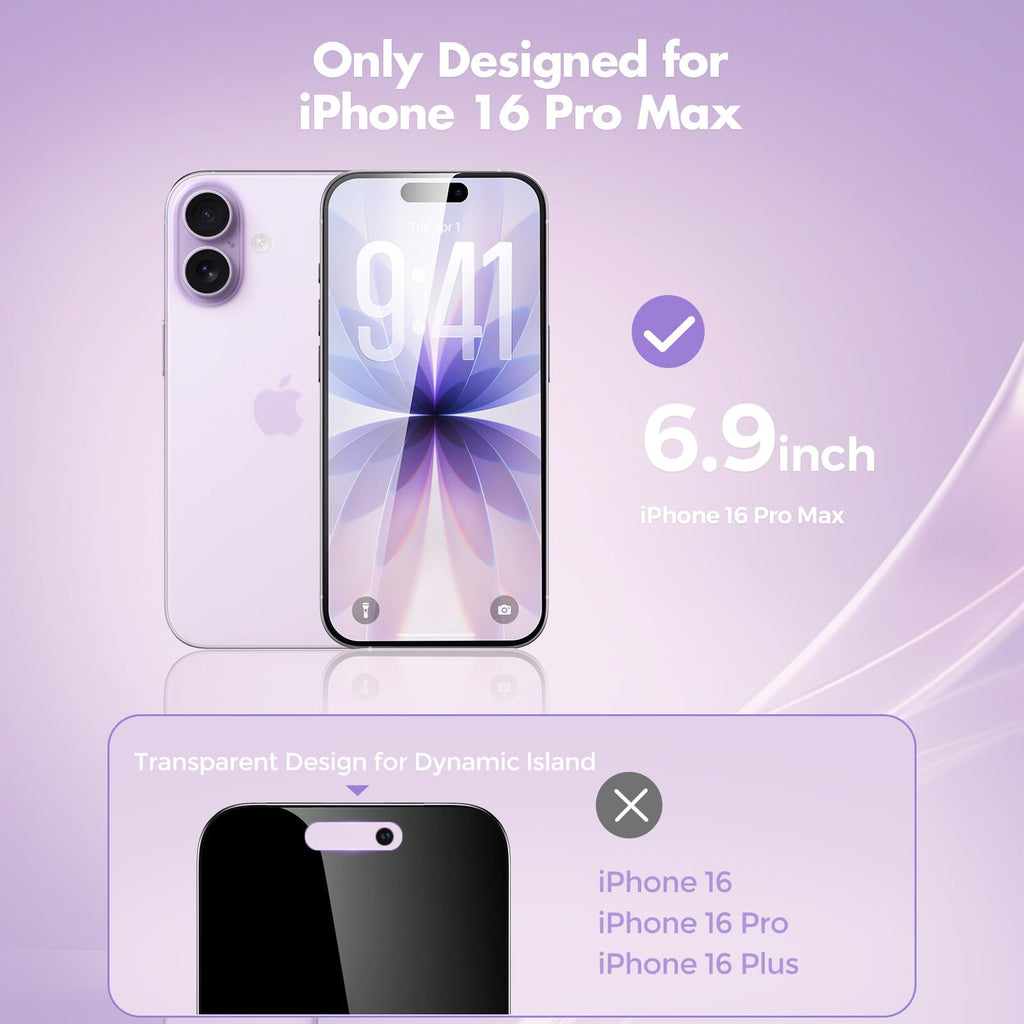 UNBREAKcable Privacy Screen Protector for iPhone 16 Pro Max, Full Coverage