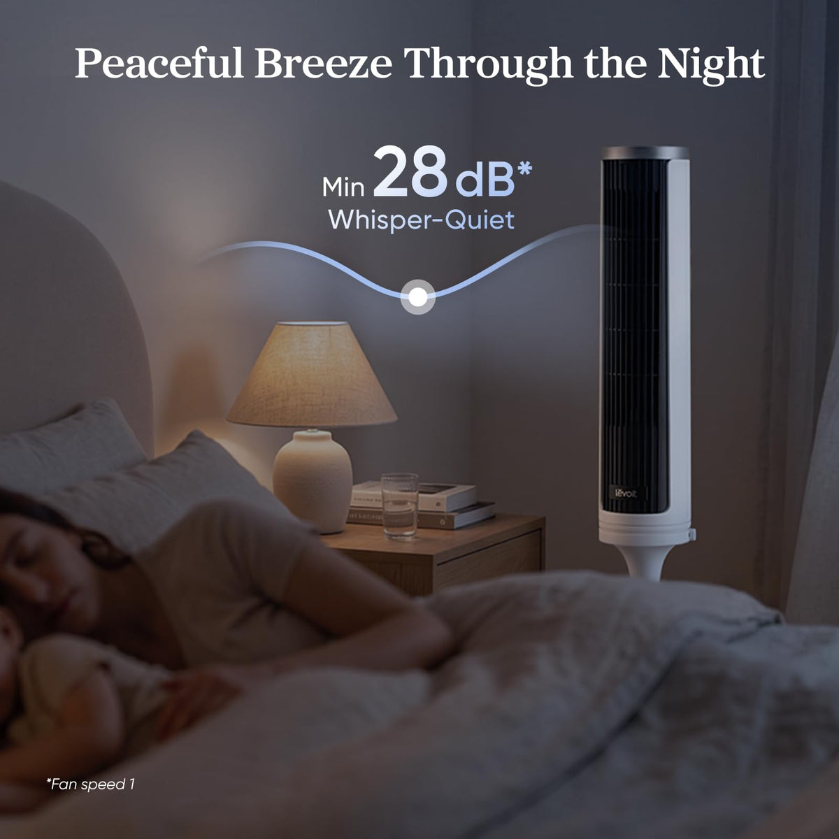 Levoit Tower Fan for Bedroom, 20dB Quiet Desk Fan, Easy to Carry & Plug-in