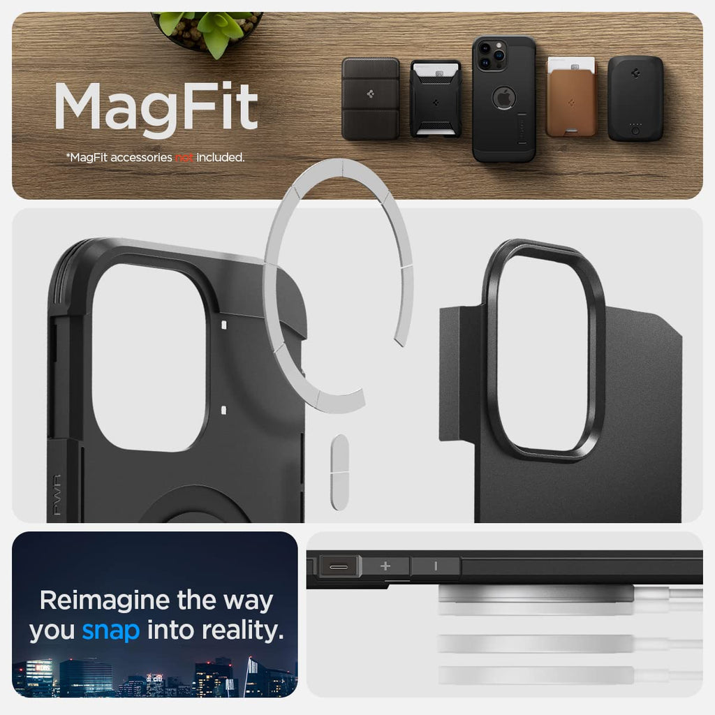 Spigen Tough Armor MagFit for iPhone 15 Pro Case, Metal Slate