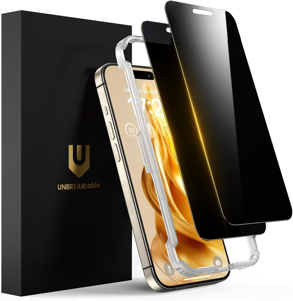 UNBREAKcable Privacy Screen Protector for iPhone 16 Pro Max, Full Coverage