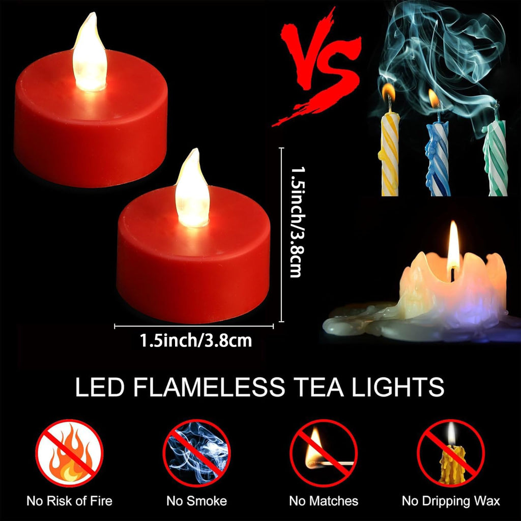 Battery Operated LED Tea Lights Flameless Flickering Candles 12PACK