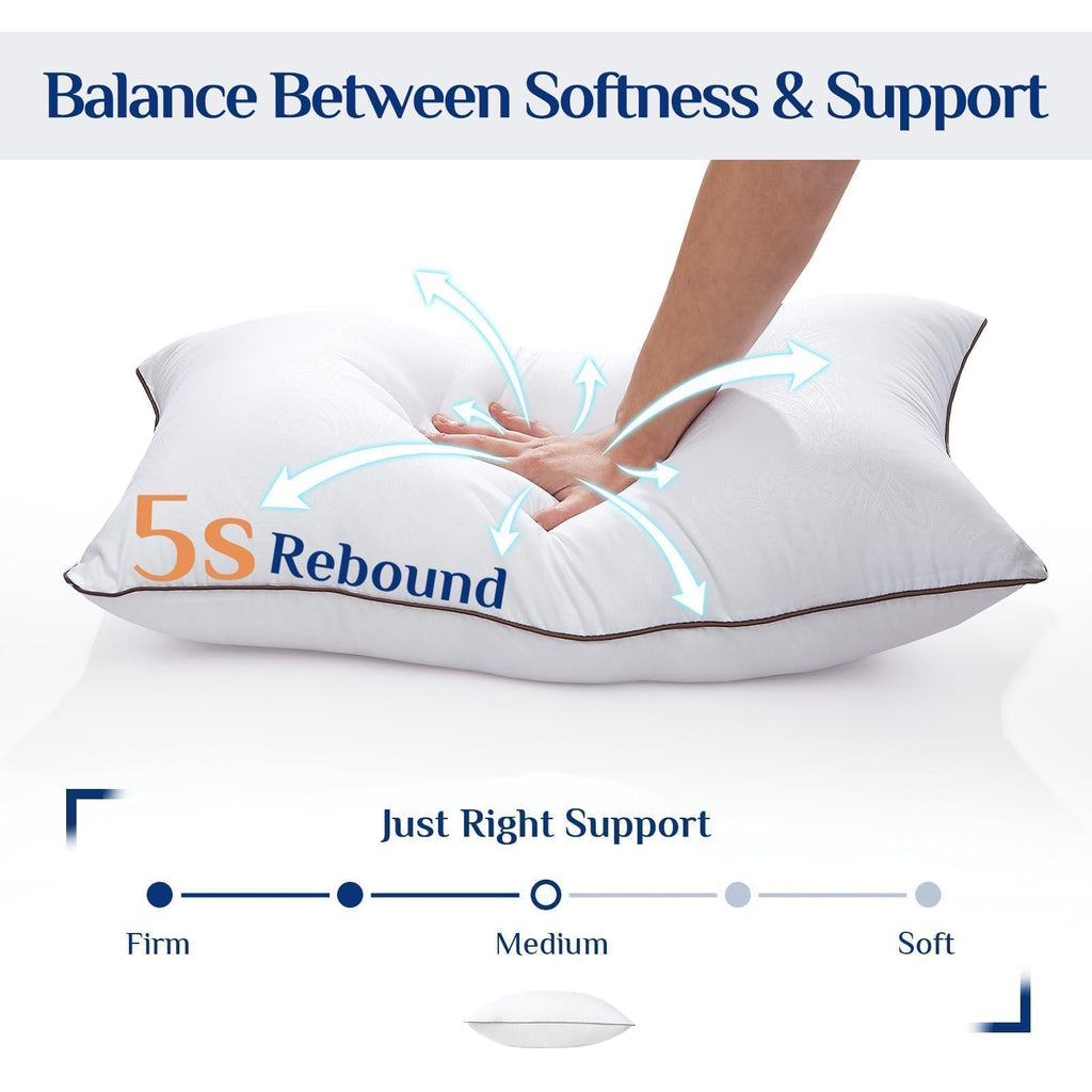 JOLLYVOGUE King Pillows 2 Pack, Cooling and Firm King Size Pillows with Oeko-Tex Certified Down Alternative Filling for Side, Back, and Stomach Sleepers, Hotel Collection