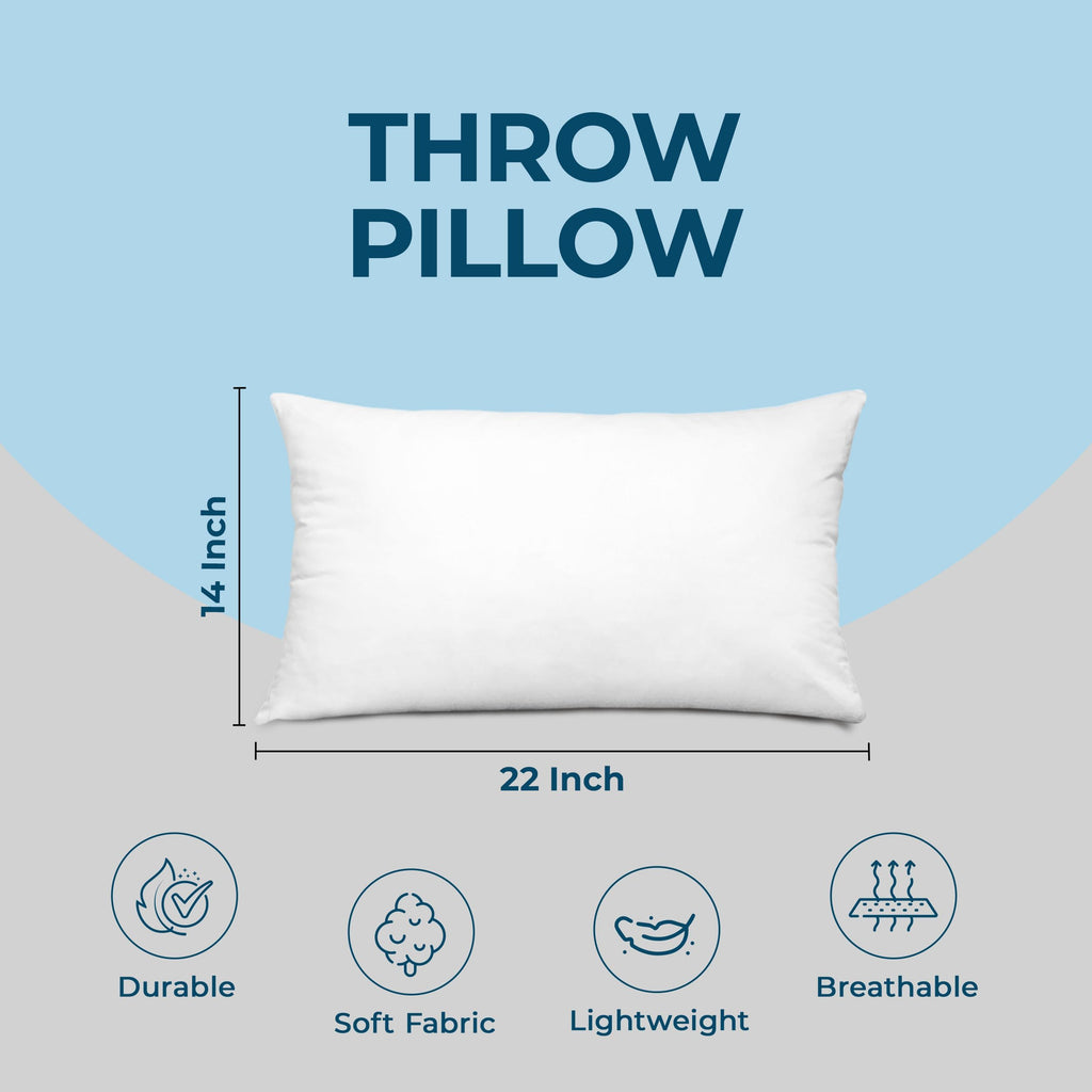 Utopia Bedding Throw Pillows, 12x20 Pillow Inserts, Pack of 1, White