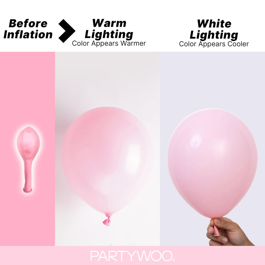PartyWoo Baby Pink Balloons 152pcs Pastel Pale Light Pink Different Sizes