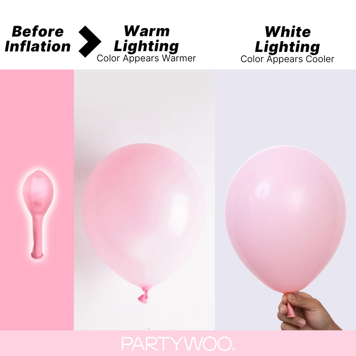 PartyWoo Baby Pink Balloons 152pcs Pastel Pale Light Pink Different Sizes