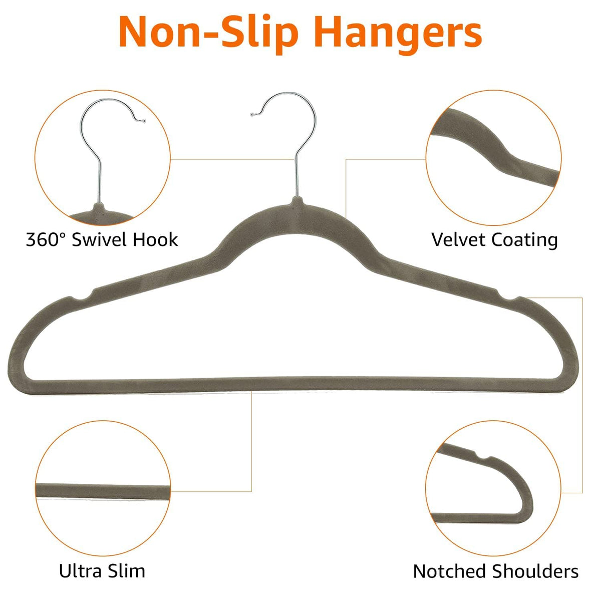 Amazon Basics Slim Velvet Non-Slip Space Saving Suit Clothes Hangers, Sturdy Construction, Navy Blue/Rose Gold, 50-Pack