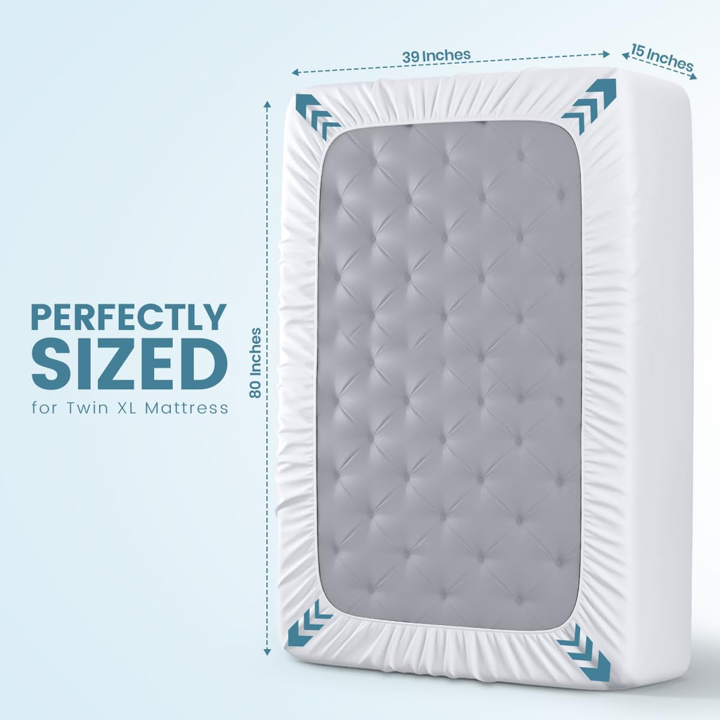 Waterproof Twin Size Mattress Protector fits upto 15" deep Mattresses