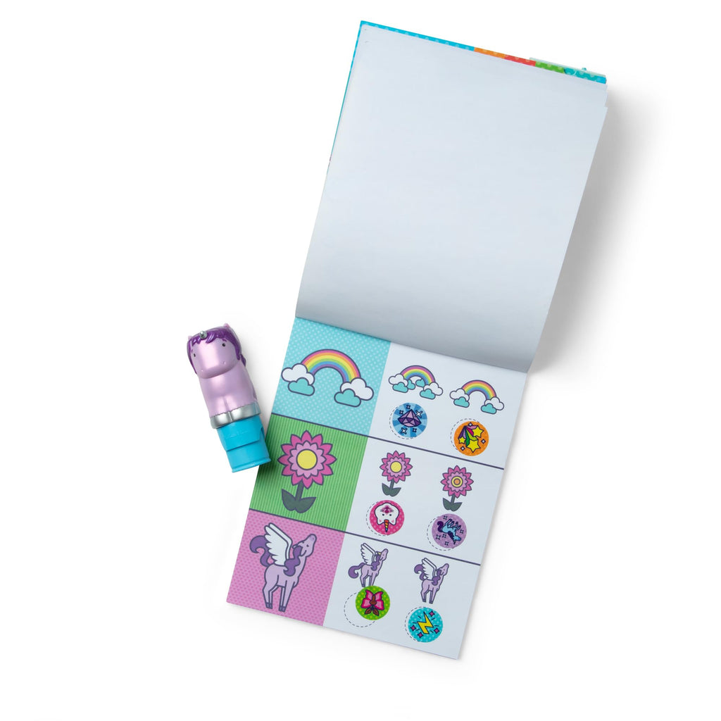 Melissa & Doug Sticker Wow!™ 24-Page Activity Pad and Sticker Stamper, 300 Stickers, Arts and Crafts Fidget Toy Collectible Character – Unicorn Creative Play Travel Toy for Girls and Boys 3+