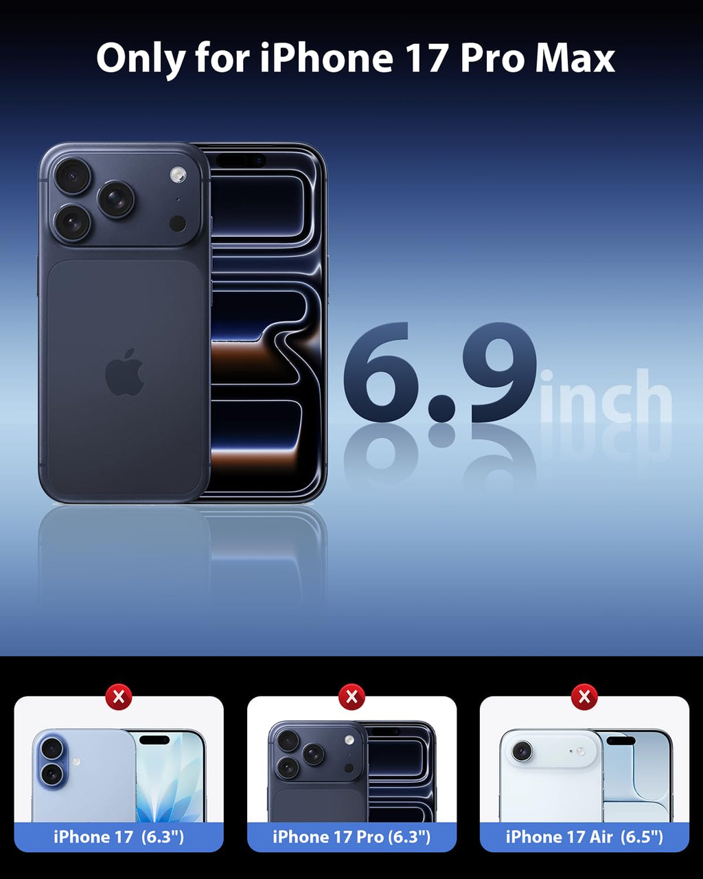 Mkeke Screen Protector for iPhone 17 Pro, 3 Pack 9H+ Tempered Glass