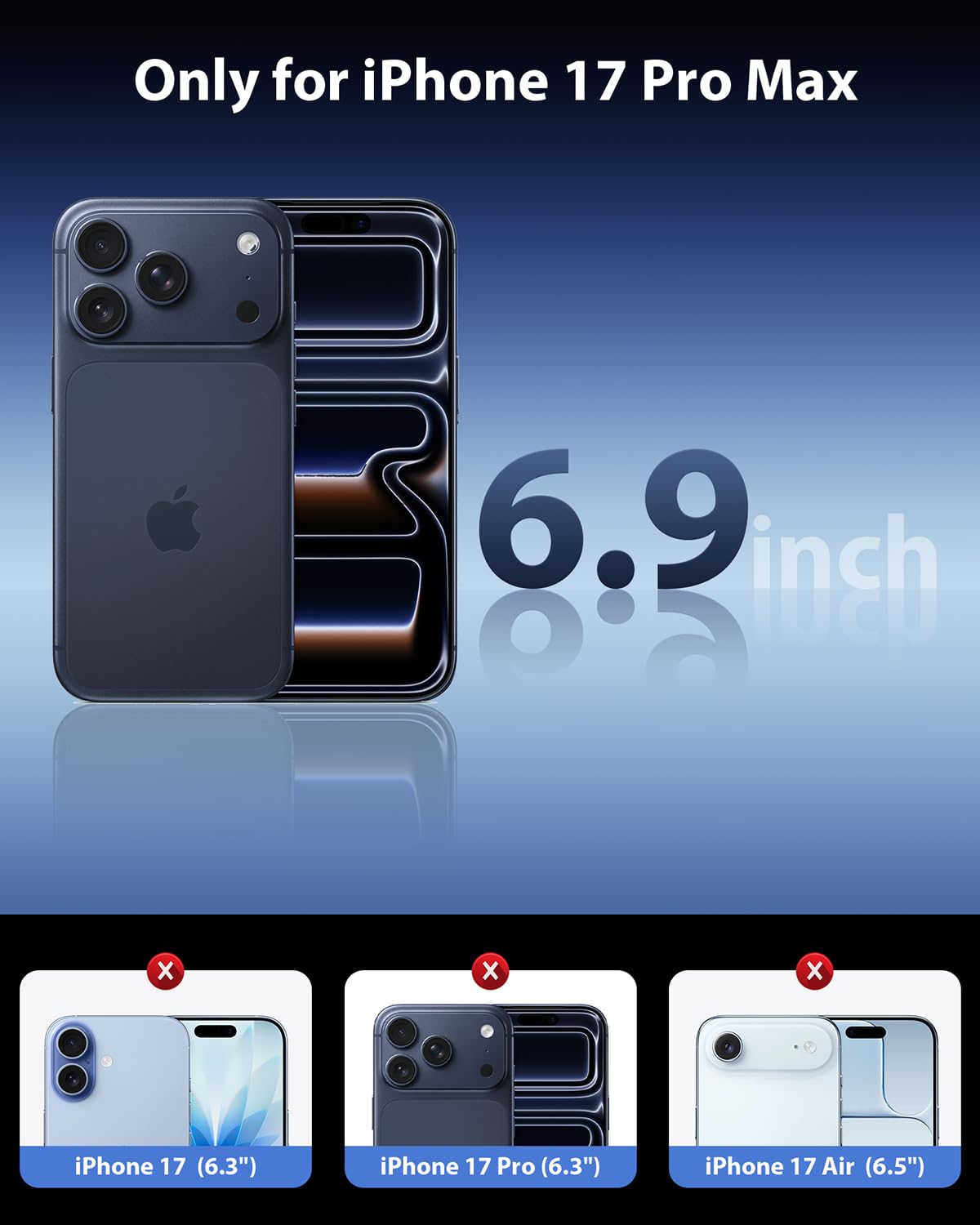 Mkeke Screen Protector for iPhone 17 Pro, 3 Pack 9H+ Tempered Glass