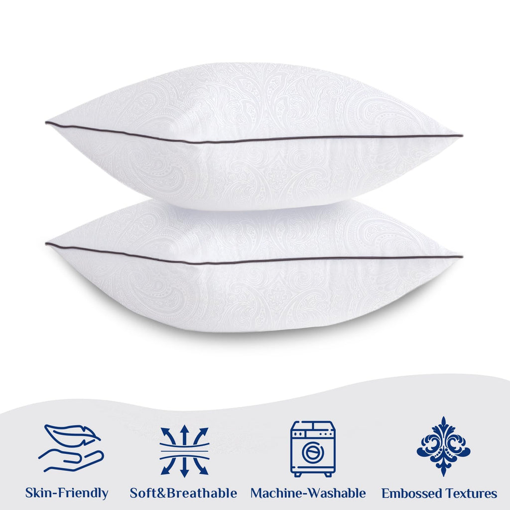 JOLLYVOGUE King Pillows 2 Pack, Cooling and Firm King Size Pillows with Oeko-Tex Certified Down Alternative Filling for Side, Back, and Stomach Sleepers, Hotel Collection