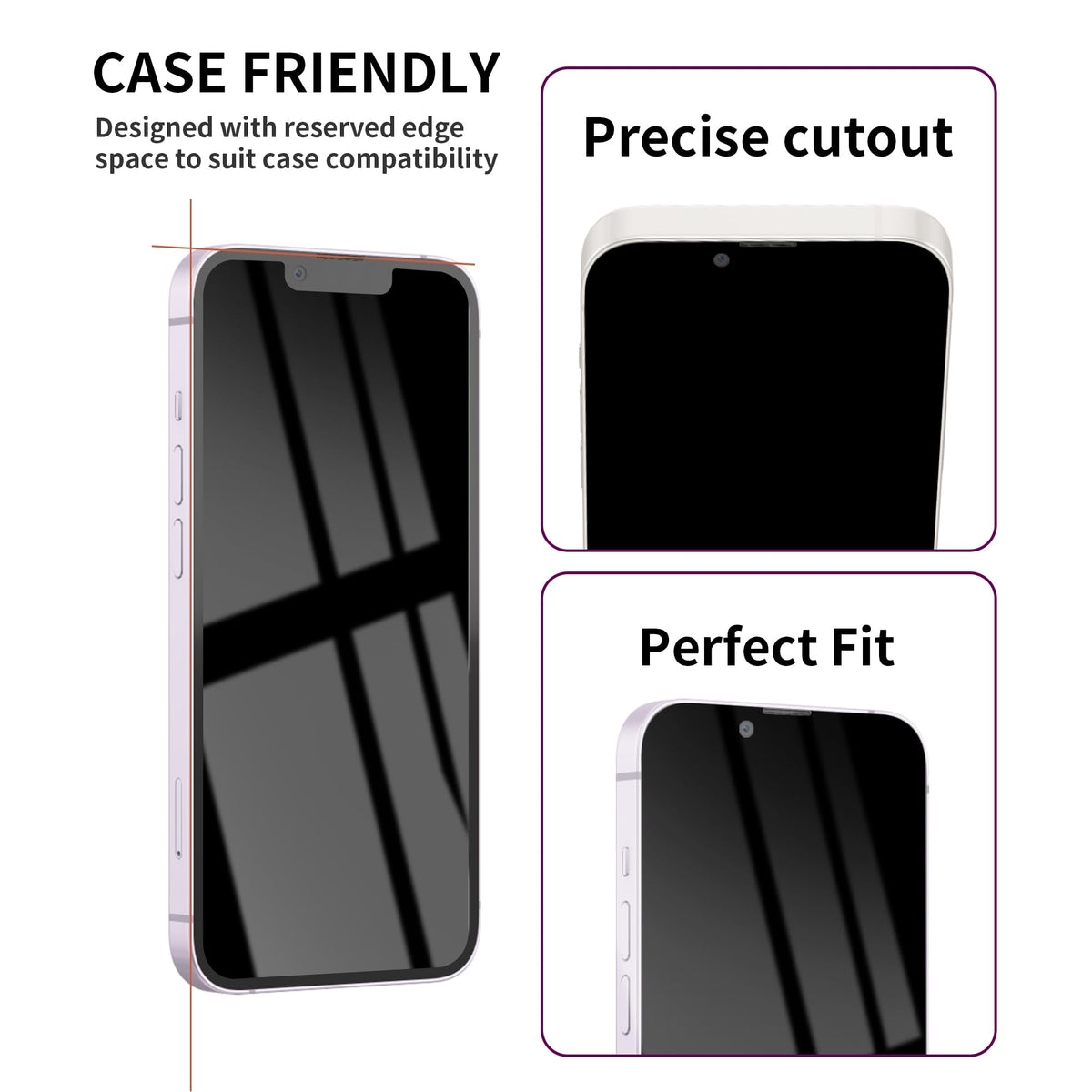 2 Pack Privacy Screen Protector for iPhone 14 Pro Max Purple