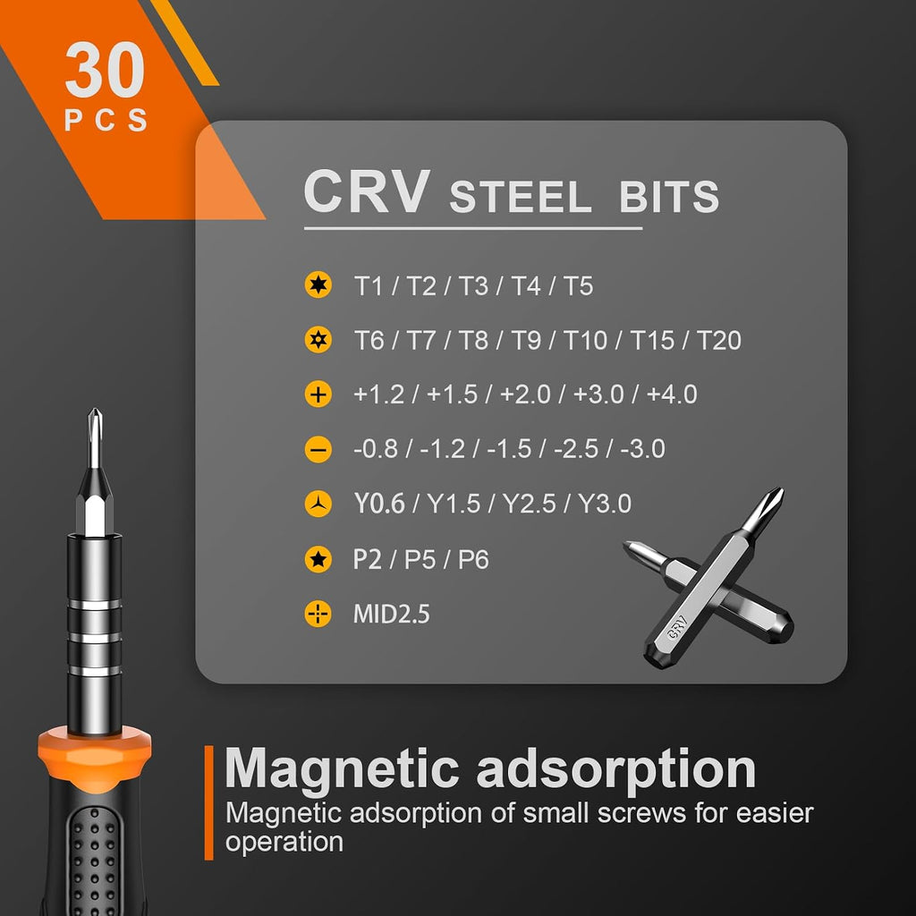 JOREST Small Precision Screwdriver Set with Torx Triwing Phillips, Mini Repair Tool Kit for Macbook, Computer, Laptop, PC, iPhone, PS5, Xbox, Switch, Glasses, Watch, Ring Doorbell, Electronics