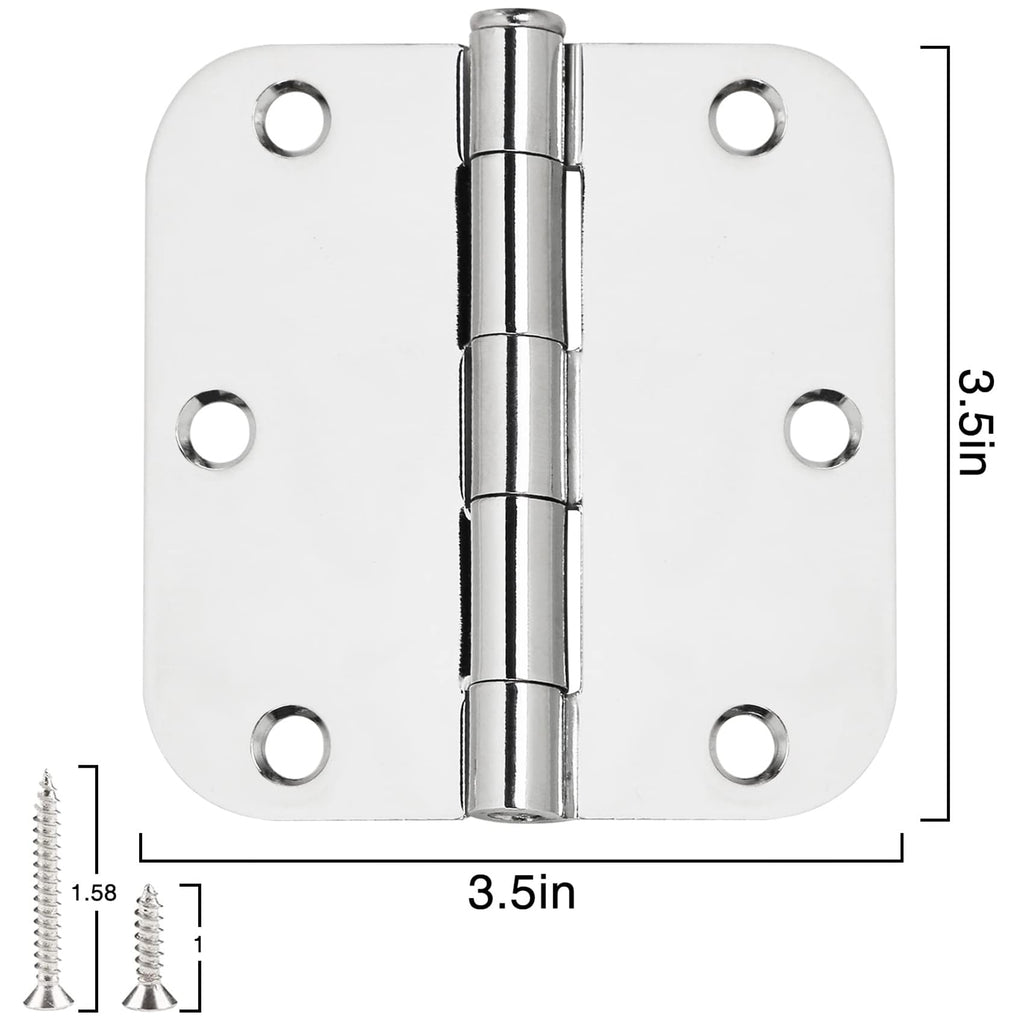 TDCHINGES Rounded Matte Black Door Hinges 3.5 Inch 5/8" Radius Flat 30 Pack