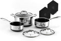 HexClad Hybrid Nonstick 6 Pc Pot Set & Trivets, 2, 3, and 8-Qt Pots & Lids