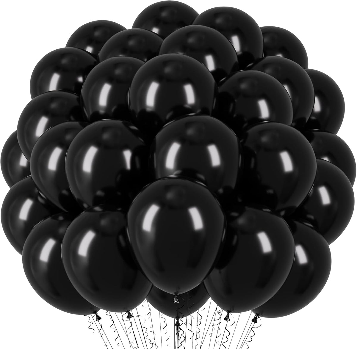 Voircoloria 66pcs Black Latex Party Balloons, 12inch