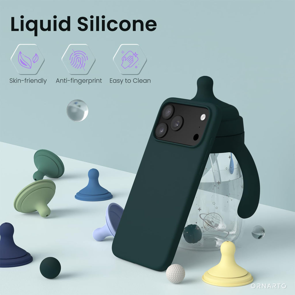 ORNARTO for iPhone 18 Pro Max Case, Liquid Silicone, Cloud Blue