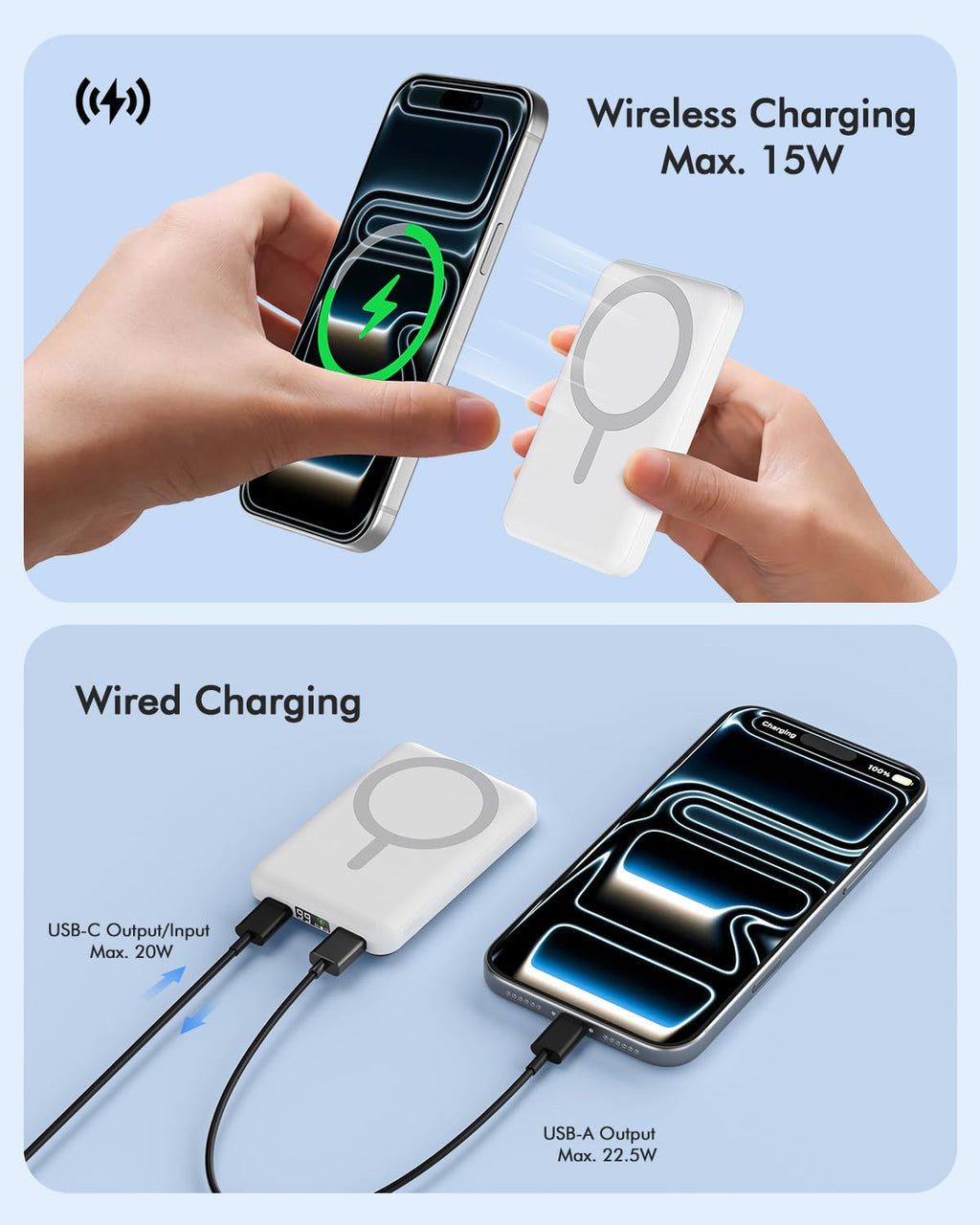 podoru for Magsafe Power Bank, 10000mAh Slim Magnetic Portable Charger