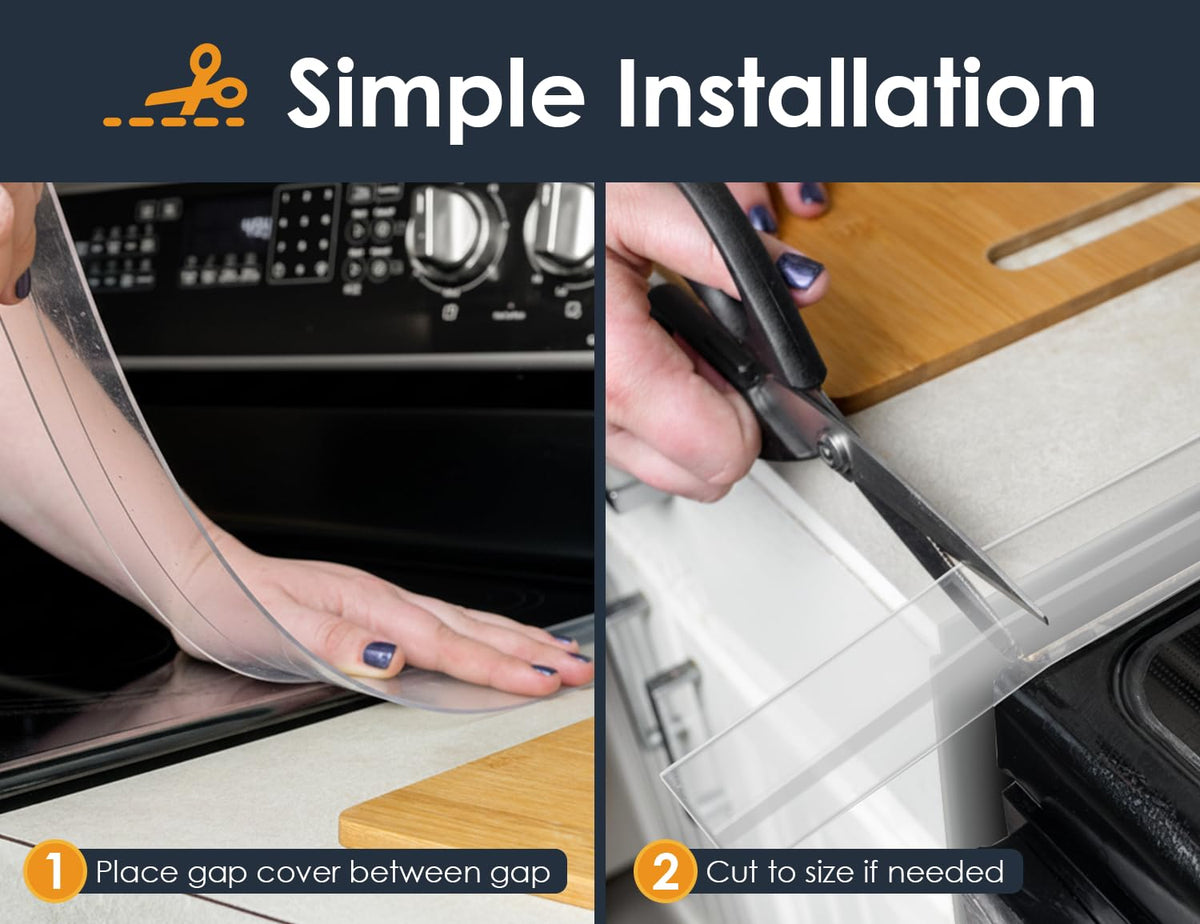 Linda’s Essentials Silicone Stove Gap Covers (2 Pack), Heat Resistant Oven Gap Filler Seals Gaps Between Stovetop and Counter, Easy to Clean Stove Gap Guard (21 Inches, Black)