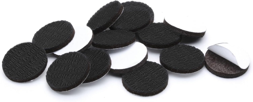 Slipstick GorillaPads CB147 Non Slip Furniture Pads/Gripper Feet (Set of 16) Self Adhesive Rubber Floor Protectors, 1 inch Round, Black