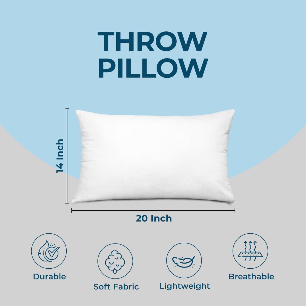 Utopia Bedding Throw Pillows, 12x20 Pillow Inserts, Pack of 1, White