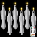 Homemory 6 Pcs Real Wax Ghost Flameless Taper Candles, 3D Wick Flickering Led Candlesticks 9.6 Inch Battery Operated with Remote & Timer, Spooky Halloween Gothic Indoor Decor