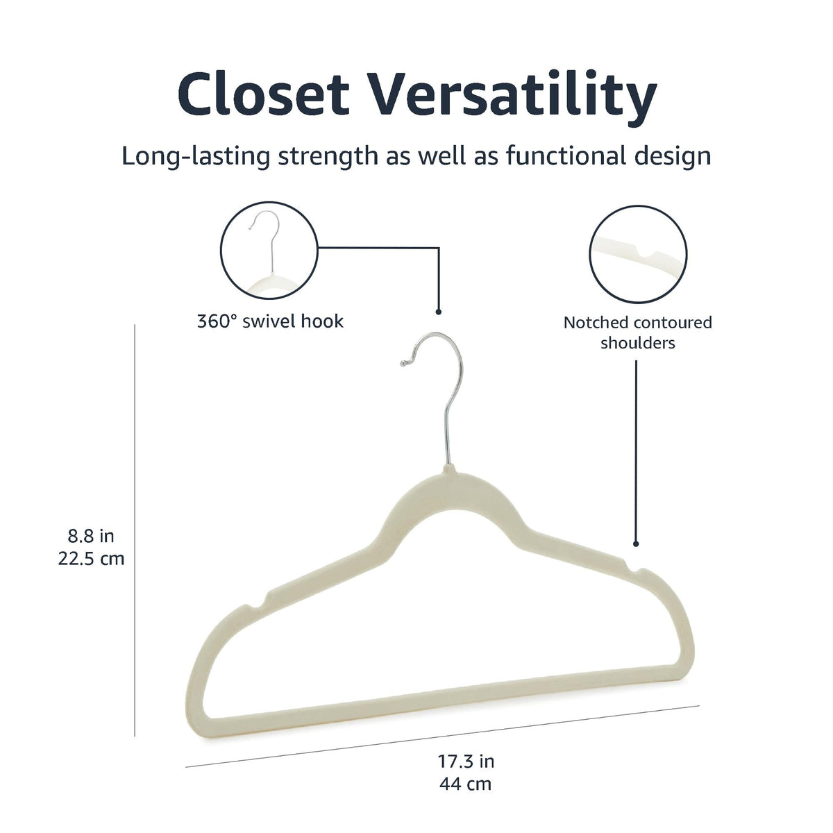 Amazon Basics Slim Velvet Non-Slip Space Saving Suit Clothes Hangers, Sturdy Construction, Navy Blue/Rose Gold, 50-Pack