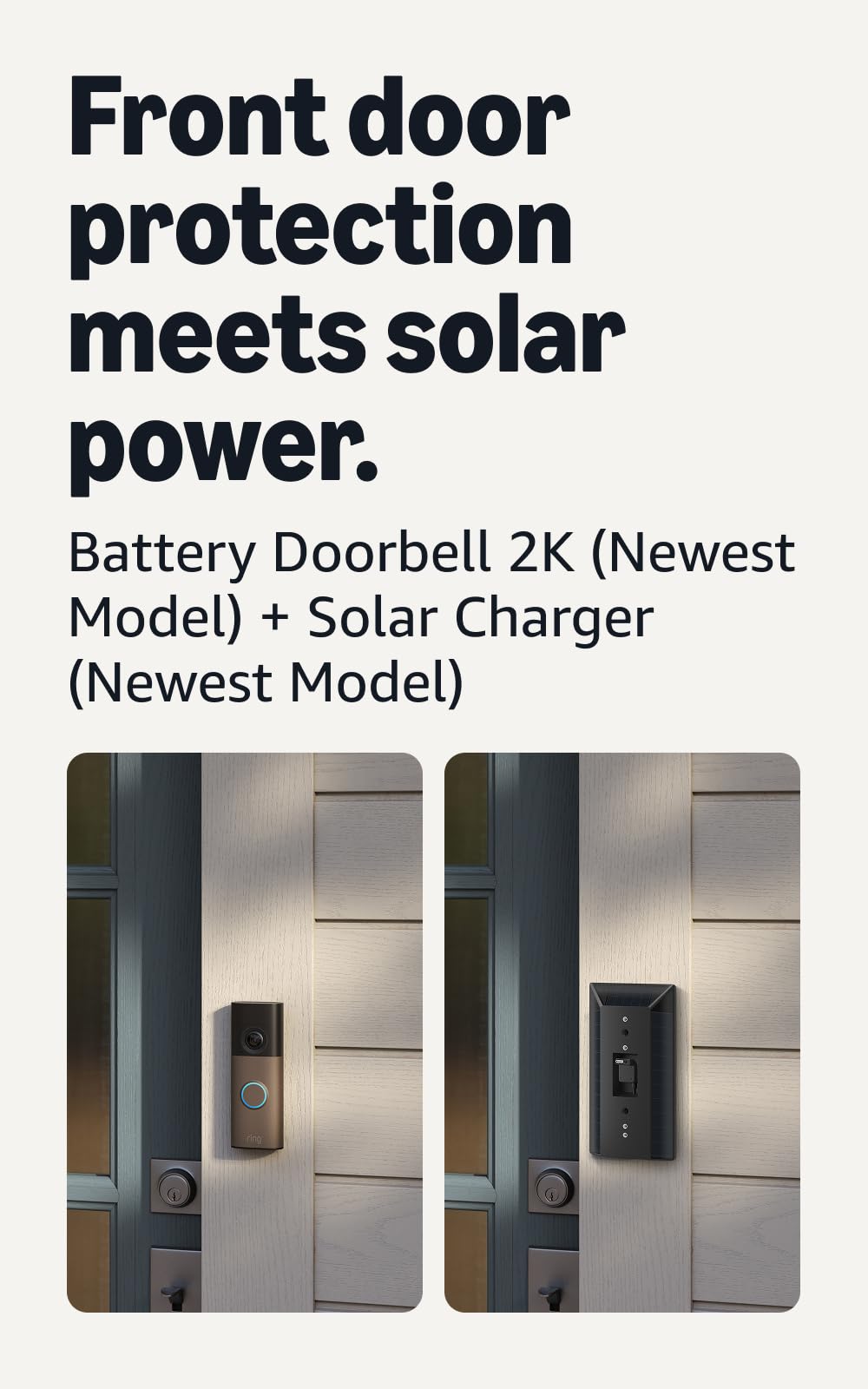 Ring Battery Doorbell 2K (newest model), Retinal 2K with wide-angle video, up to 6x Enhanced Zoom, Two-Way Talk, and Built-In Battery, Speckled White