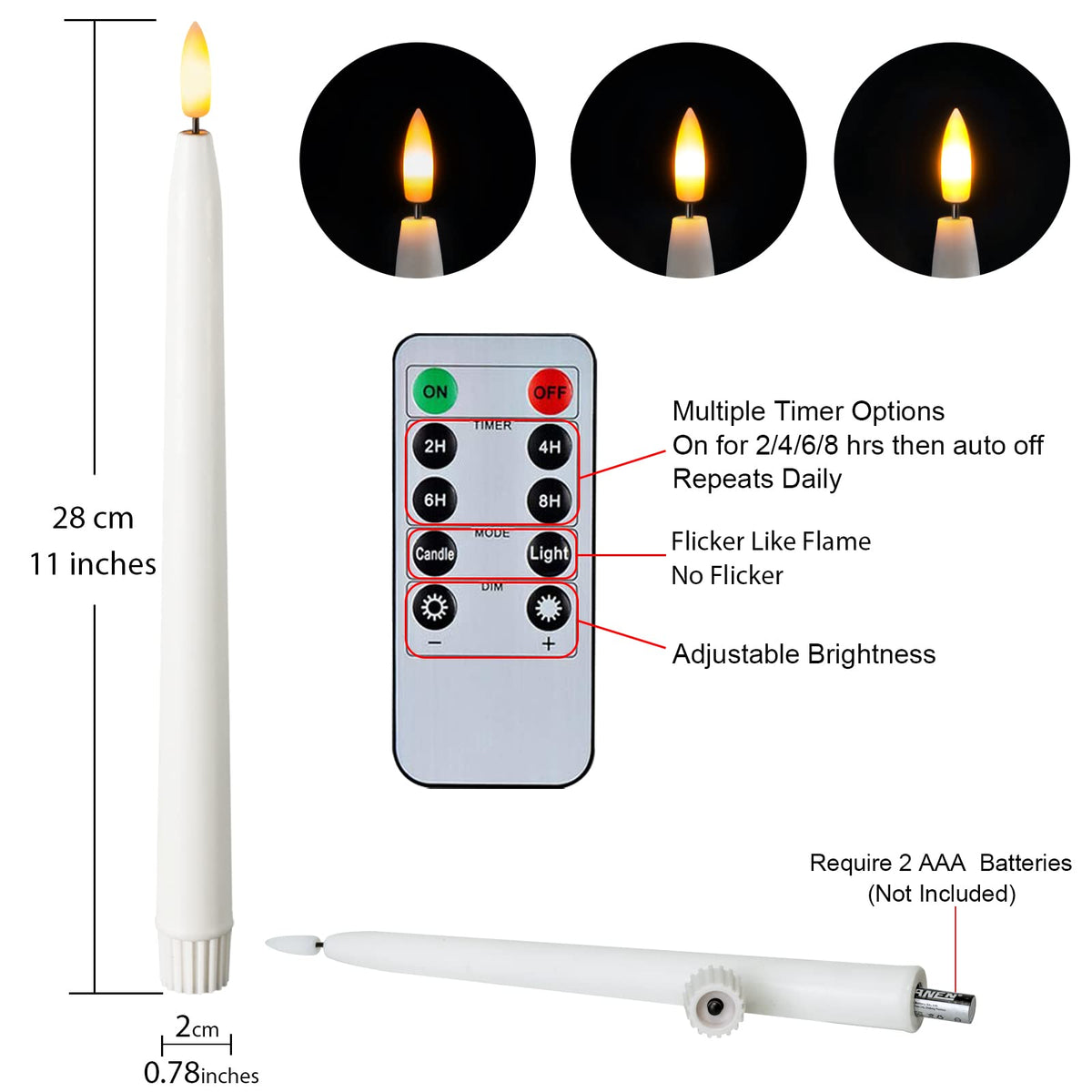 Homemory 6 Pcs Real Wax Ghost Flameless Taper Candles, 3D Wick Flickering Led Candlesticks 9.6 Inch Battery Operated with Remote & Timer, Spooky Halloween Gothic Indoor Decor