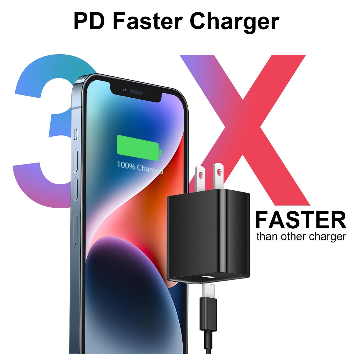 iPhone Duo Charger, iPhone 18 17 16 15 Charger Fast Charging 12FT-Blue