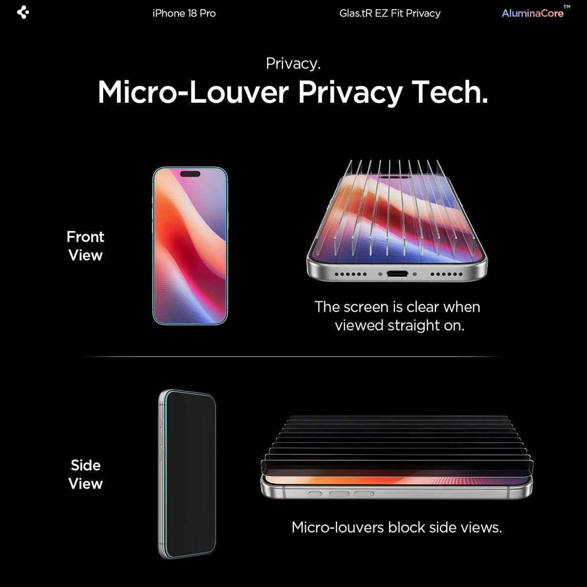 Spigen Privacy Screen Protector for iPhone 17 Pro Max, 16 Pro Max