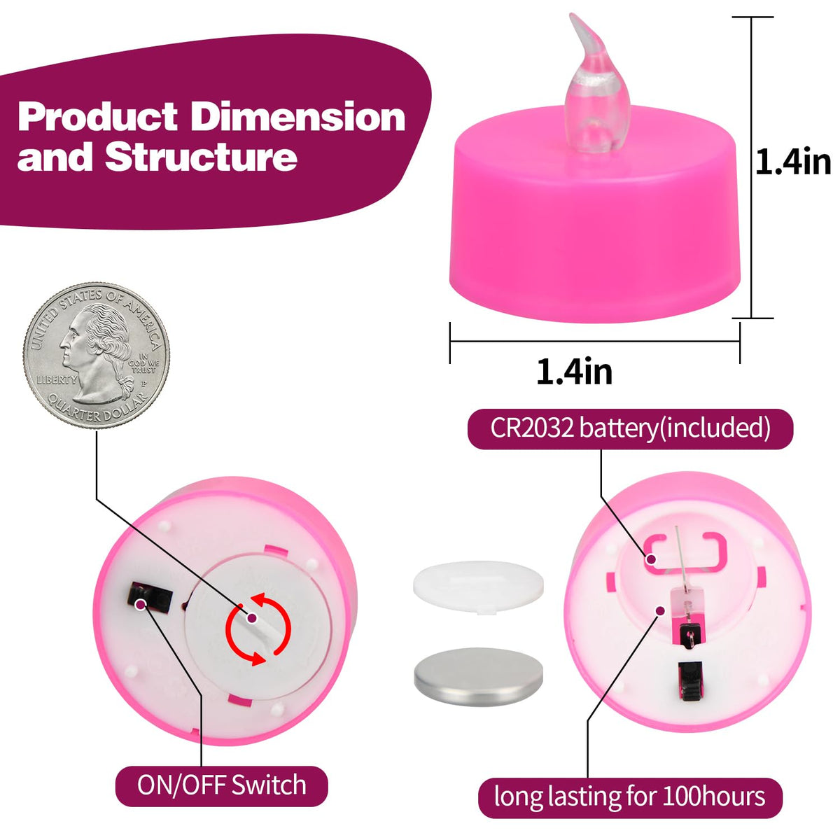 KOABY 12/24/50/100/200/400 Pack LED Tea Lights