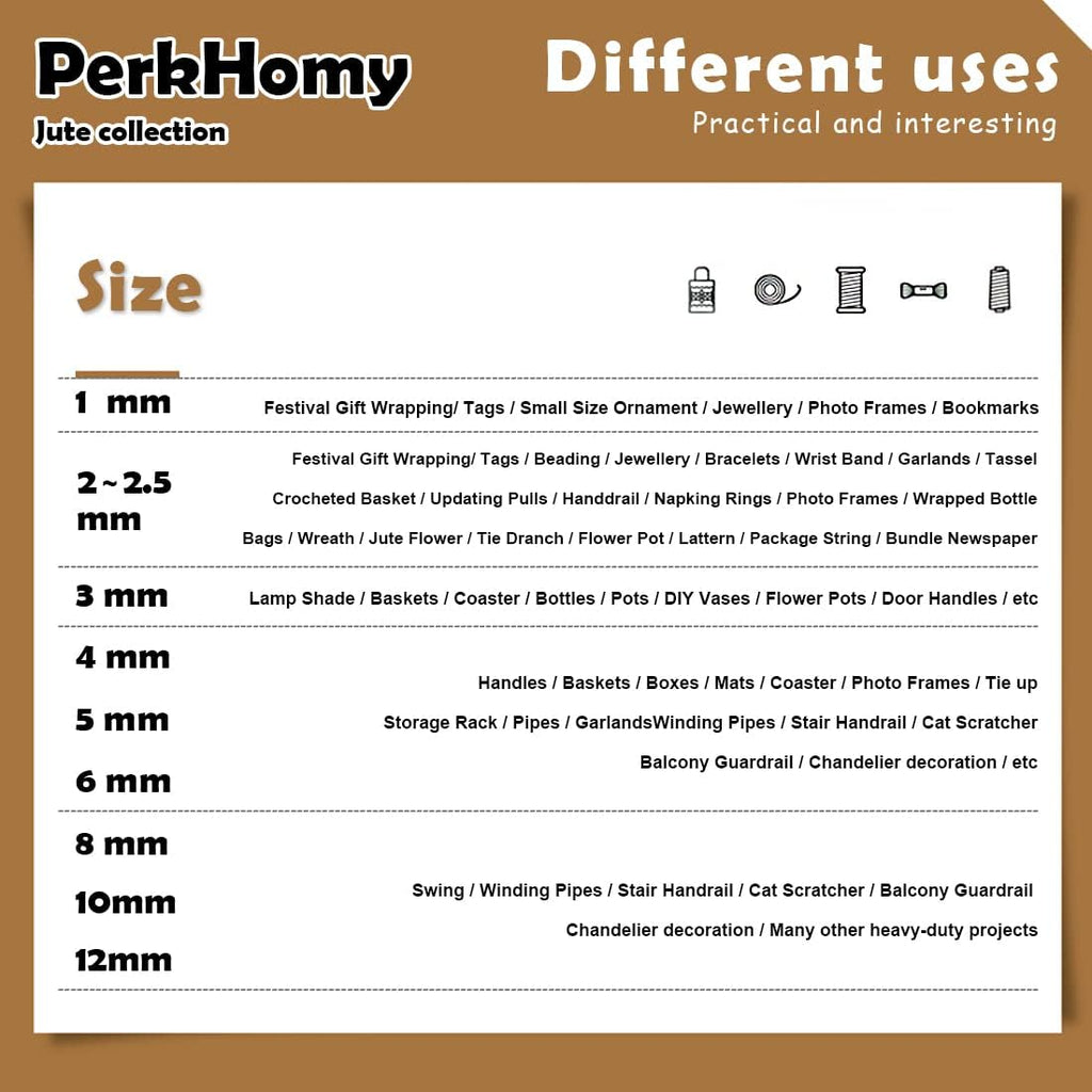 PerkHomy 1100FT Jute Twine String 2mm 3ply Natural Thin Twine for Craft Gardening Gift Wrapping Packing Material Wedding Christmas Decoration Bulk