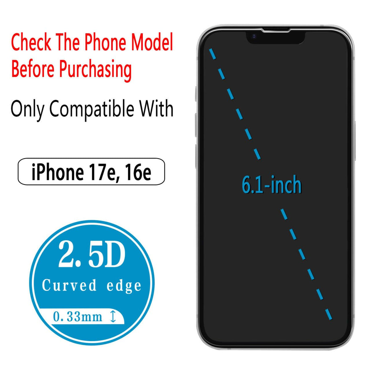 2 Pack Screen Protector for iPhone 16 Pro Max Tempered Glass