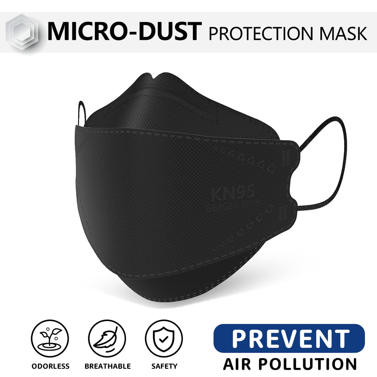 LEVENIS KN95 Face Masks 50 Pack, Breathable Comfortable and Disposable KN95 Mask, Black