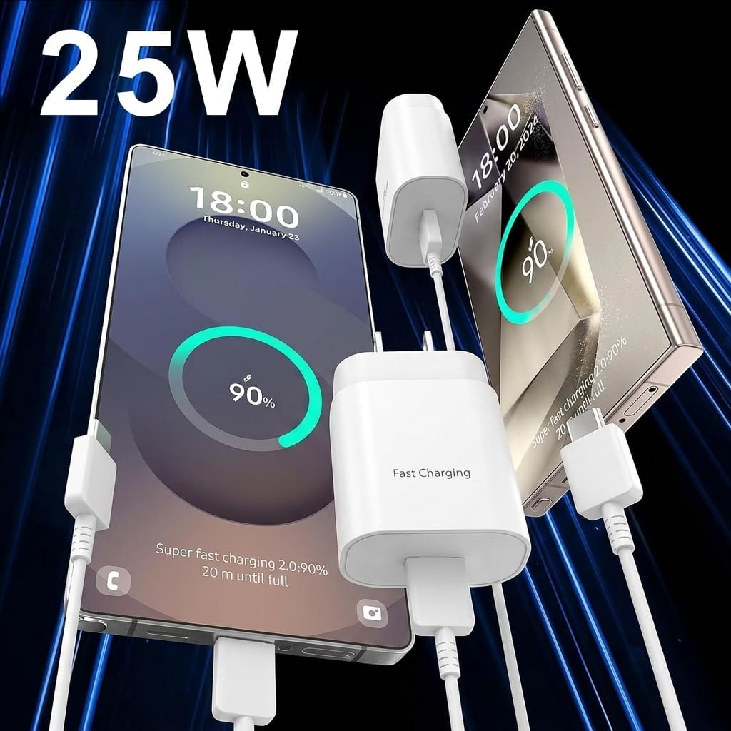 25W USB C Charger,Super Fast Charging Block,Type-C Power Adapter (2 Black and White)