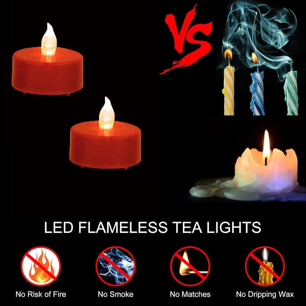 Battery Operated LED Tea Lights Flameless Flickering Candles 12PACK