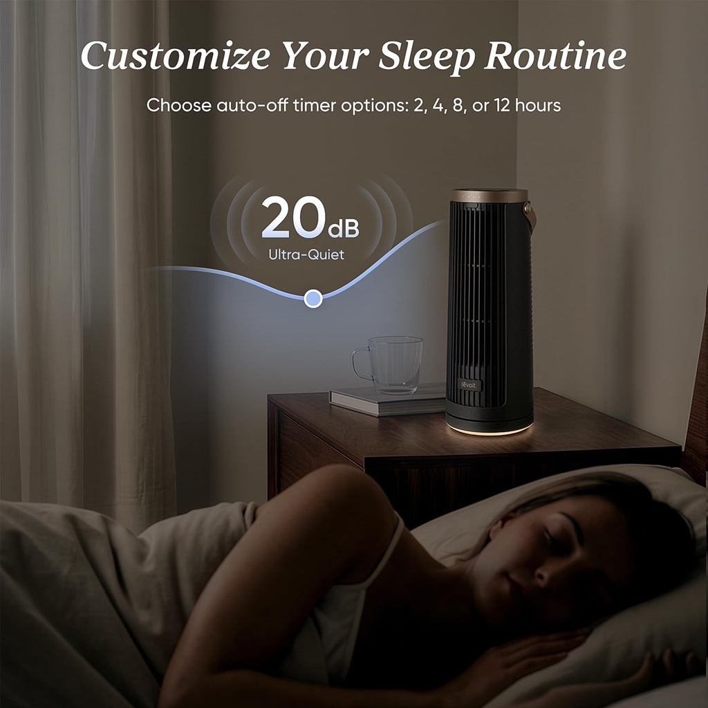 Levoit Tower Fan for Bedroom, 20dB Quiet Desk Fan, Easy to Carry & Plug-in