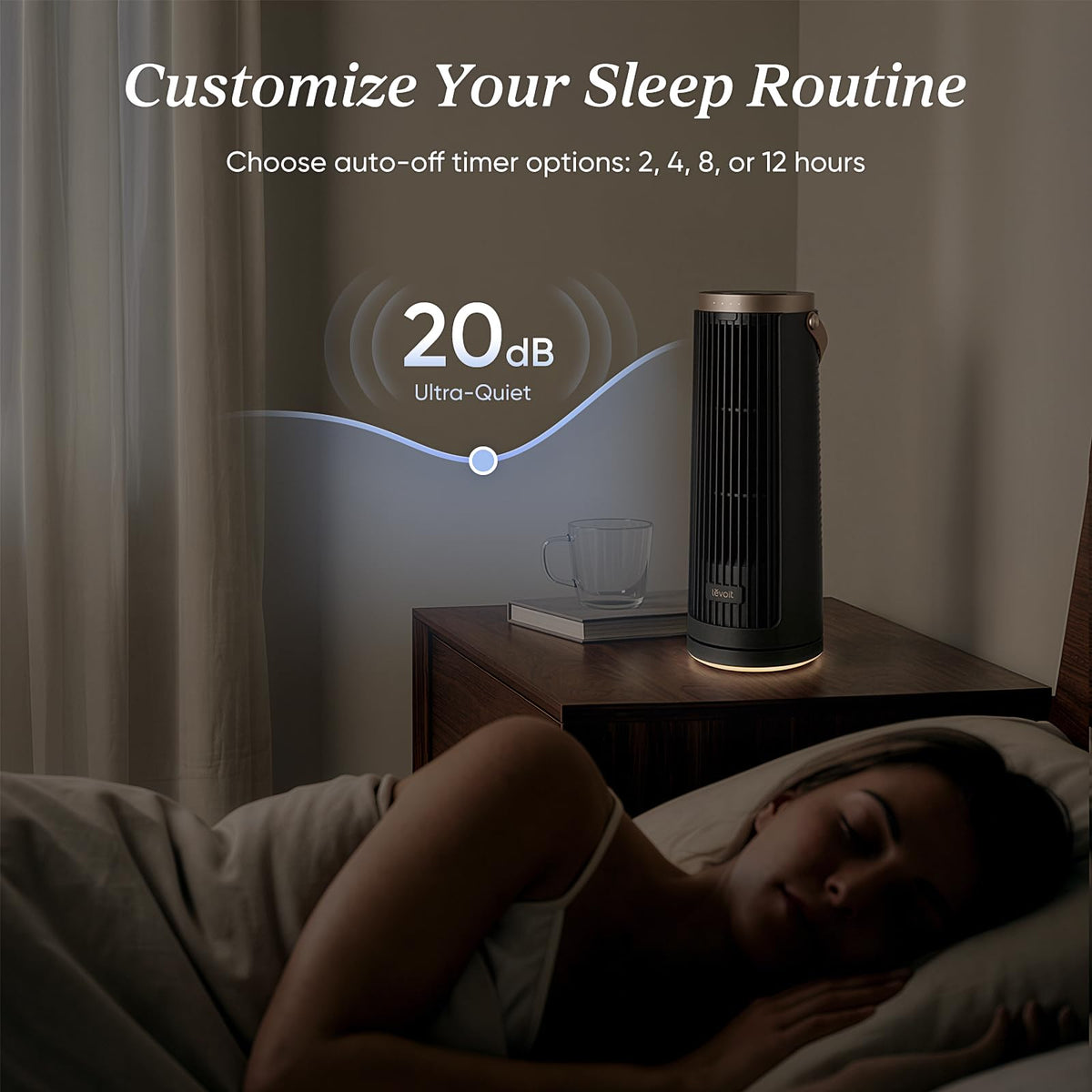 Levoit Tower Fan for Bedroom, 20dB Quiet Desk Fan, Easy to Carry & Plug-in