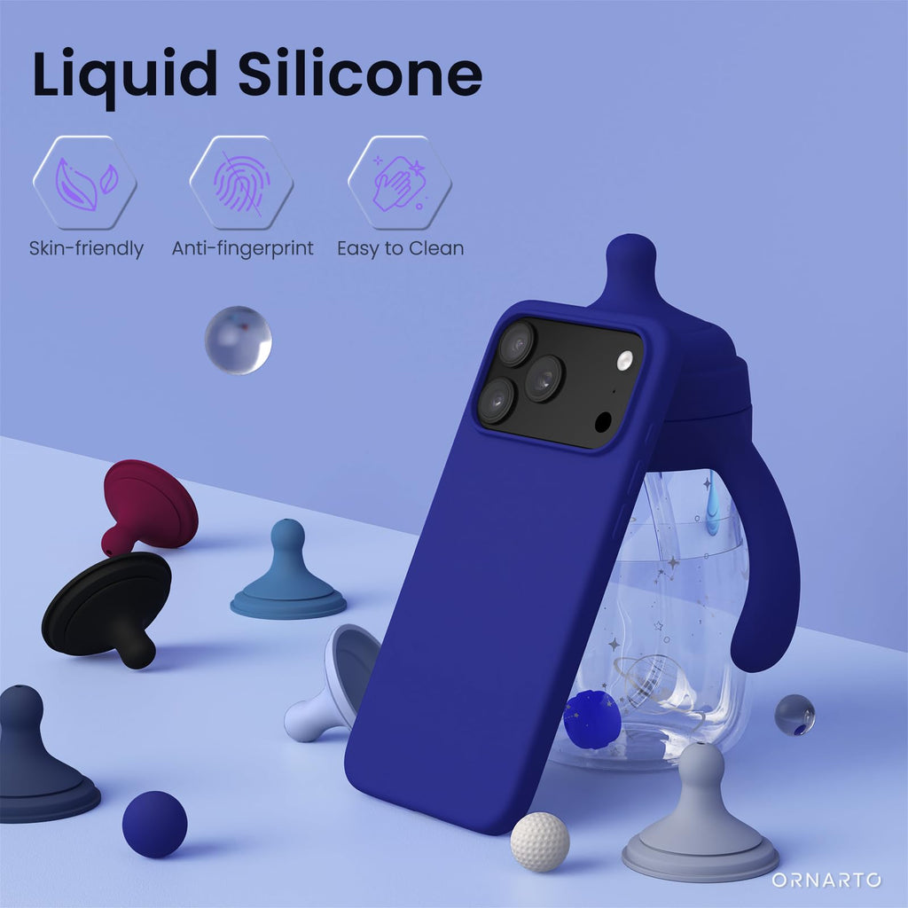 ORNARTO for iPhone 18 Pro Max Case, Liquid Silicone, Cloud Blue