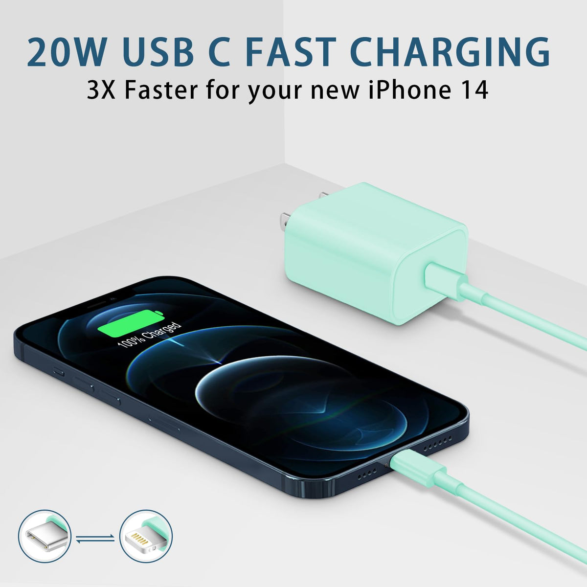 CXX 10FT iPhone 14/13/12 Charger 20W Fast Charging [MFi Certified]