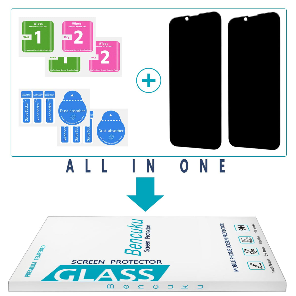 2 Pack Screen Protector for iPhone 16 Pro Max Tempered Glass