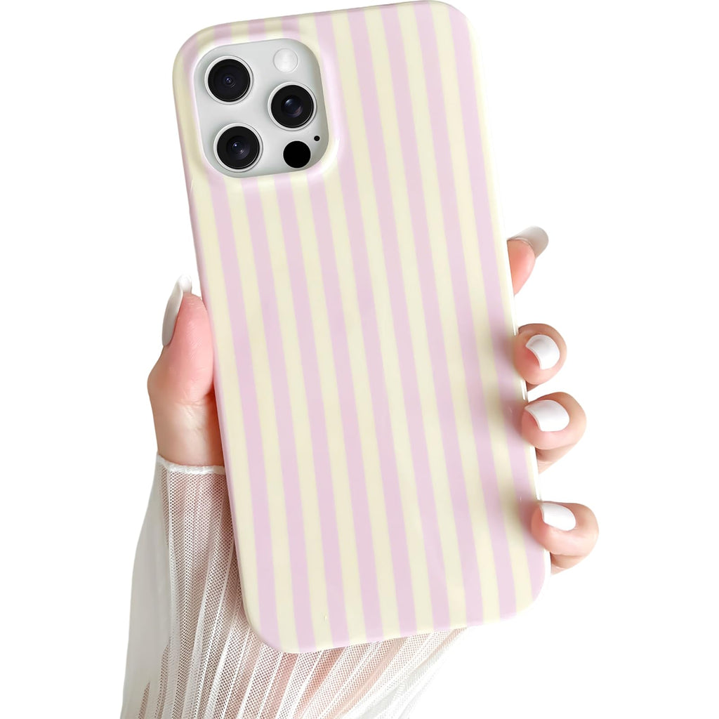Yeddabox for iPhone 15 Pro Case Cute Striped Phone Case Soft TPU Slim Shockproof Phone Cover for Women Girls, Green and Blue