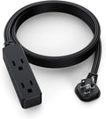 Flat Plug Extension Cord with 3 Outlets - 6Ft Low Profile Indoor 3 Prong Grounded Power Strip for Home Office & Travel - 16 AWG 13A/1625W, Black