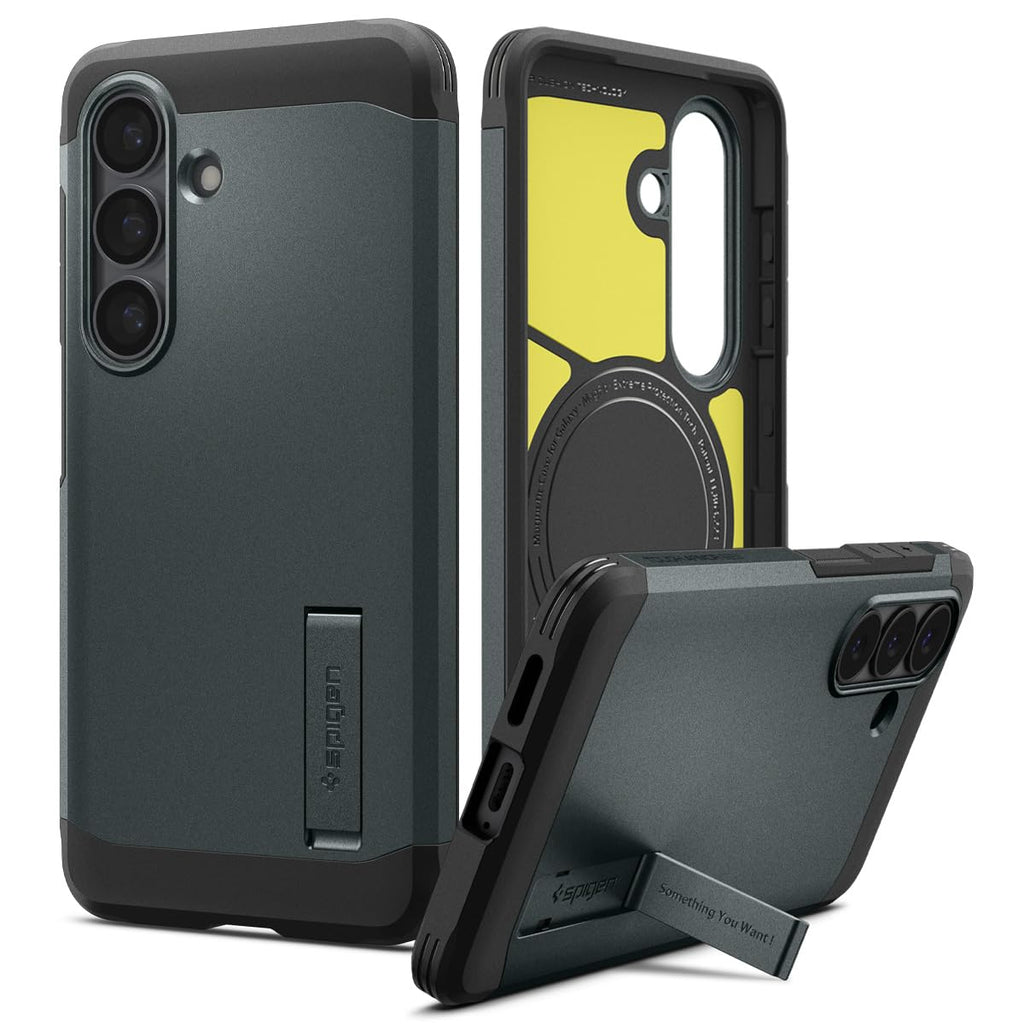 Spigen for Galaxy S25 Plus Case, Tough Armor MagFit [Kickstand] [Compatible with MagSafe] [Military-Grade Protection] - Black